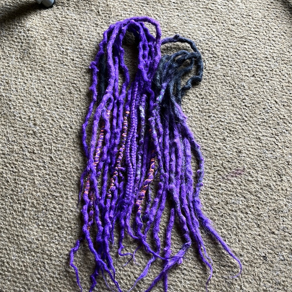 Set of 10 purple, black and orange Halloween themed double ended dreads